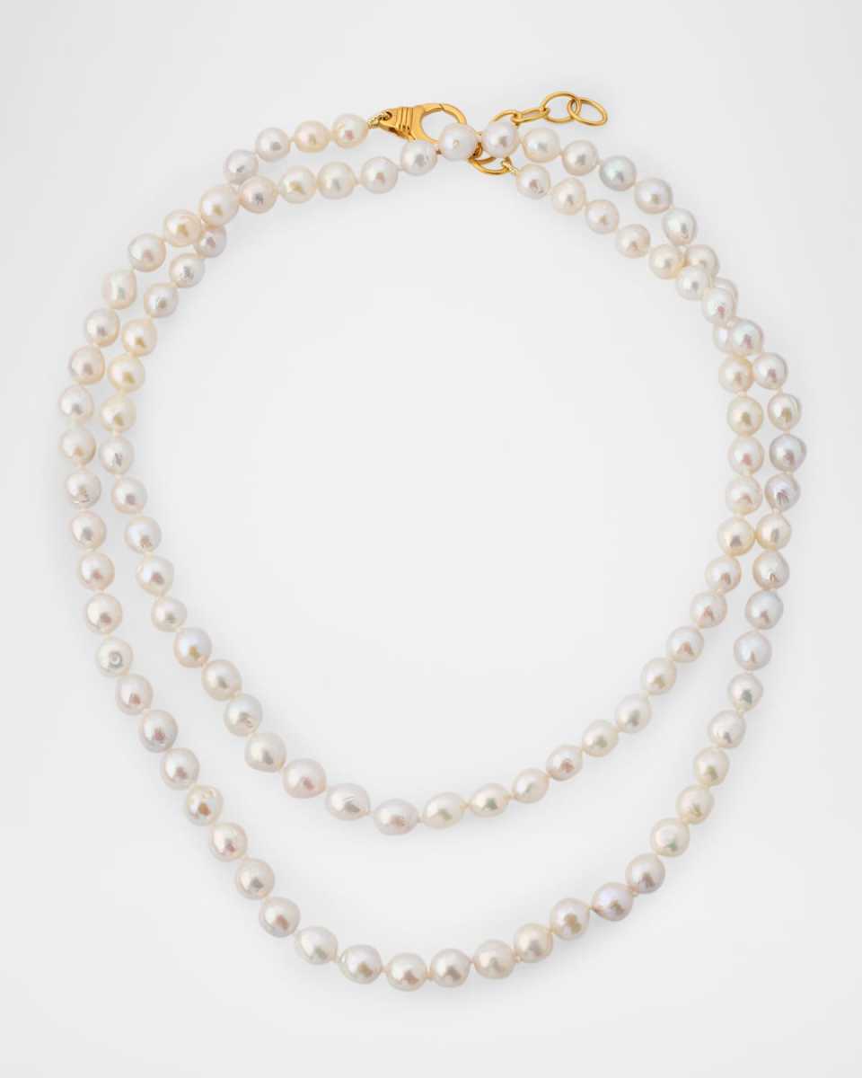 Round White Freshwater Pearl Necklace, 36"L
